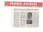 Création de l'Institut des Droits de l'homme de la Martinique, France-Antilles 24 mai 2008